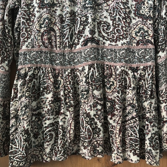 AEO Boho Deep V Neck Boho Peasant Top Blouse Womens XL Viscose Velvet seams - Picture 7 of 12